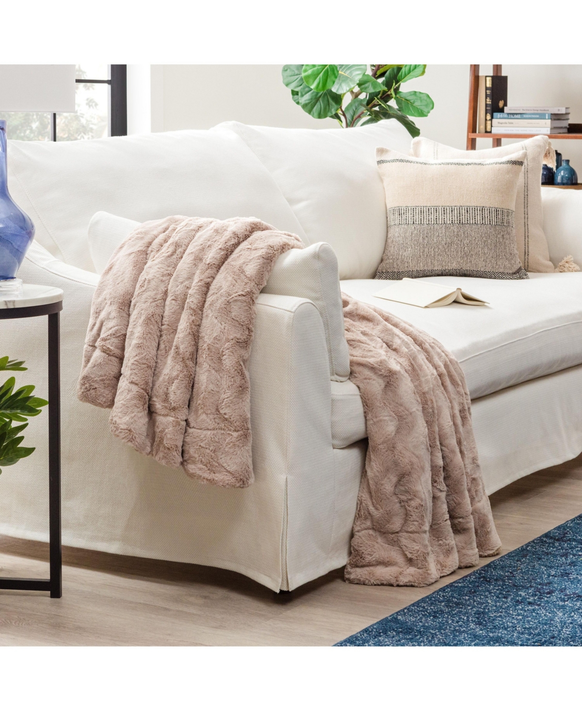 Chanasya Premium Soft Wave Faux Fur Throw Blanket - Soft, Lightweight Reversible Sherpa & Minky Blanket - 50" x 65” - Yellow