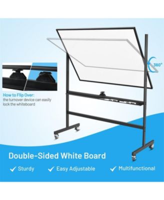 48 x 36 Inch Mobile Magnetic Double-Sided Reversible Whiteboard Height Adjust
