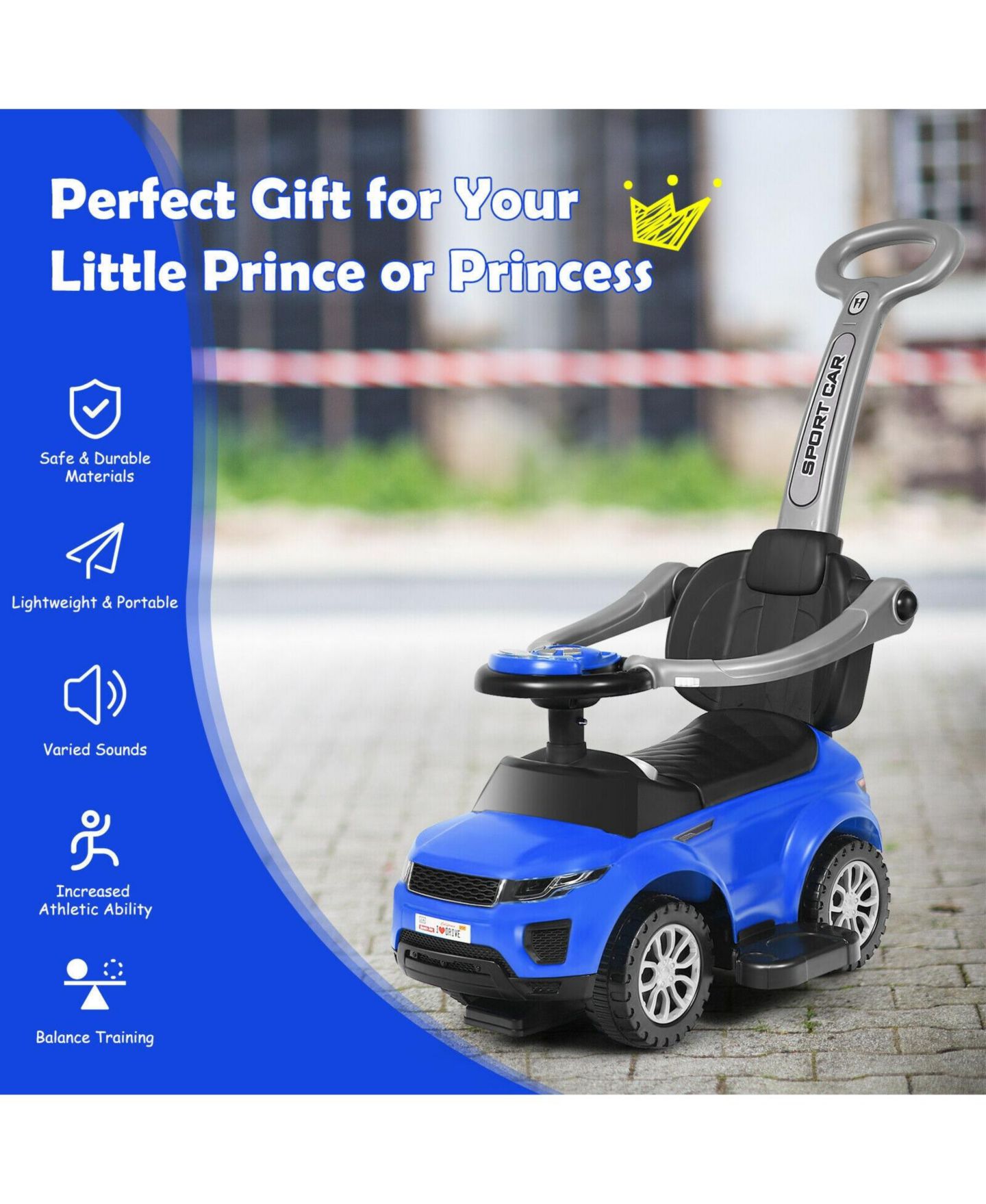 Детская игрушка SUGIFT 3-in-1 Ride-On Push Car with Music, 55 lb. Capacity, Ages 1+, цвет: Тёмно-синий — фото 8