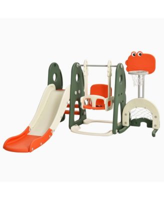 6 in 1 Toddler Slide and Swing Set with Ball Games