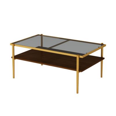 Modern Glass Coffee Table with Golden Legs