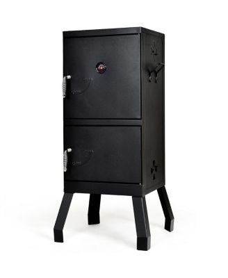 Vertical 2-Tier Outdoor Barbeque Grill with Temperature Gauge