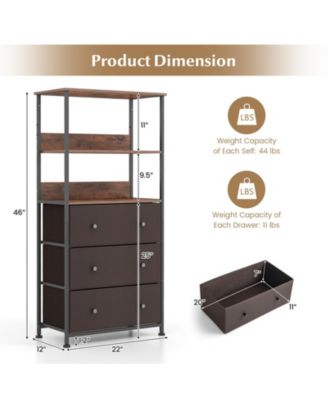 Chest of Fabric Drawer with 3 Folding Fabric Drawers and Anti-tipping Devices-Brown