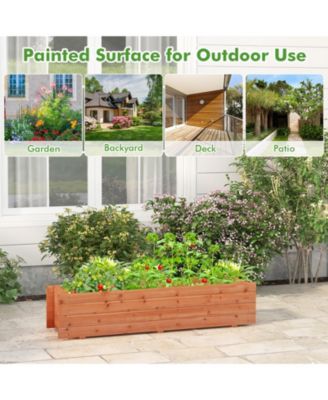 Fir Wood Planter Box with 2 Drainage Holes and 3 Bottom Crossbars