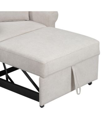 Chenille Convertible Sleep Chair, 3-in-1 Lounger to Bed