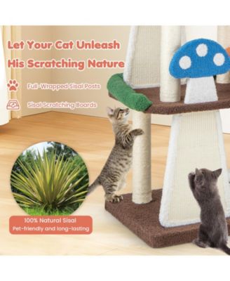 4-In-1 Cat Tree with 2 Condos and Platforms for Indoors-Multicolor