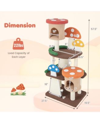 4-In-1 Cat Tree with 2 Condos and Platforms for Indoors-Multicolor