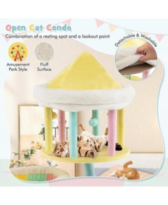 Multi-Layer Cat Tree with 2 Removable Perches Scratching Posts-Color