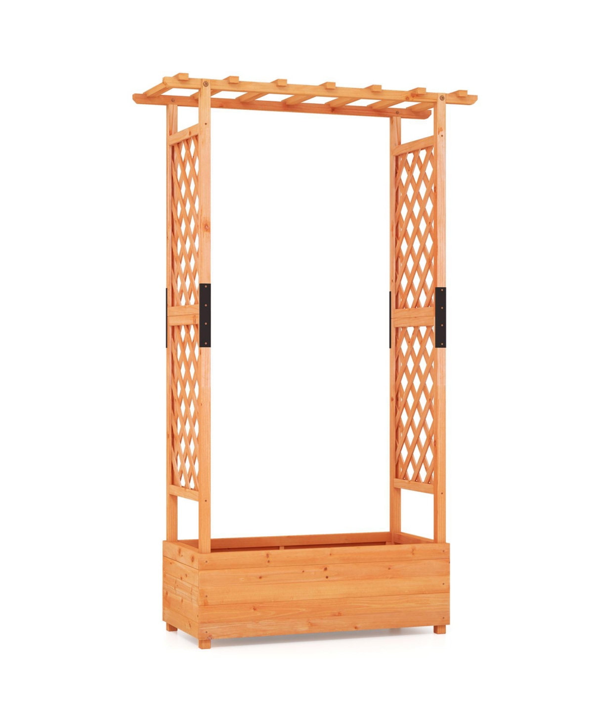 Raised Garden Bed with Arch Trellis-Orange - Orange