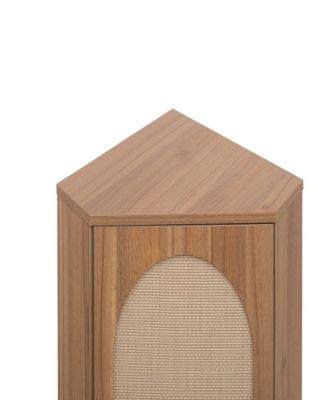 Streamdale Freestanding Corner Table with Rattan Door