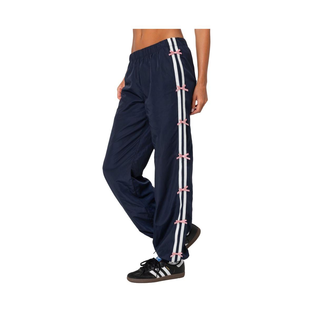 Edikted Women's Bow Stripe Nylon Track Pants