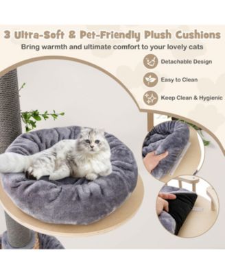 Floor to Ceiling Cat Tree with 93 Inch-107 Inch Adjustable Height-Gray