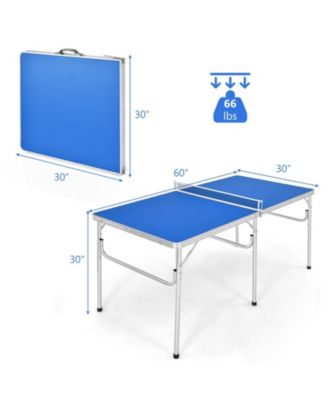 60 Inch Portable Tennis Ping Pong Folding Table with Accessories-Blue