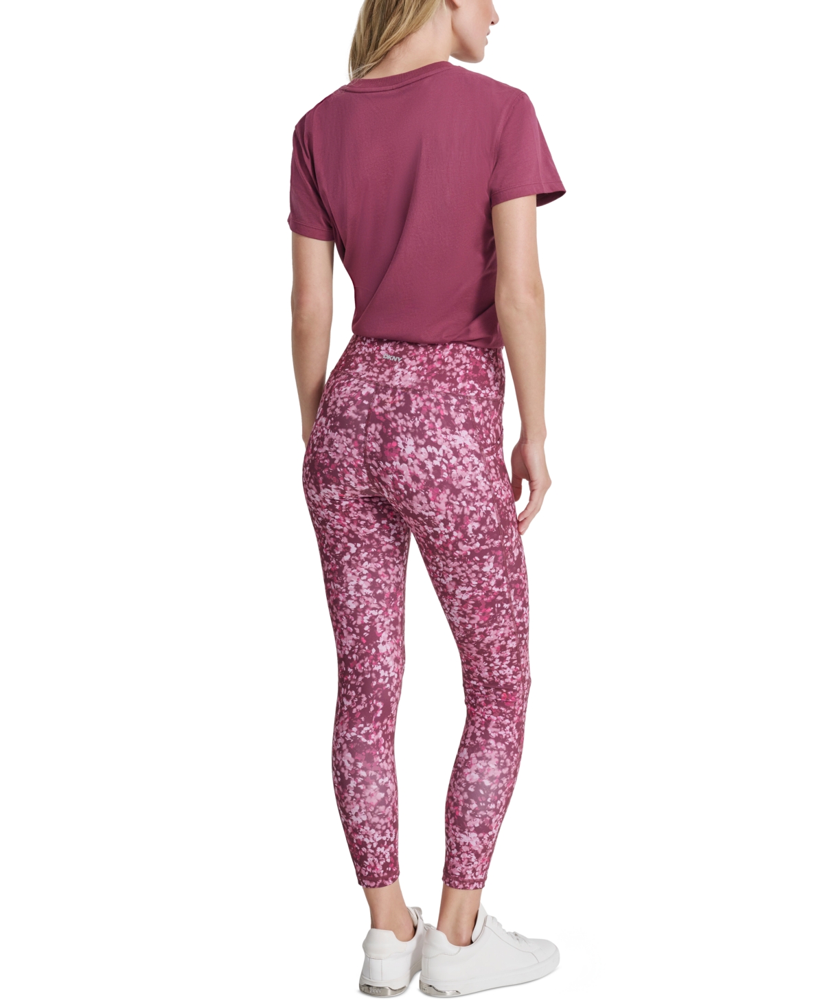 Shop Dkny Sport Women's High-rise Printed 7/8 Leggings In Burgundy Floral
