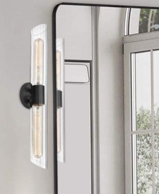 4.75" Glass, Metal Samantha 2 Light Tall Vanity Light with Fluted Glass