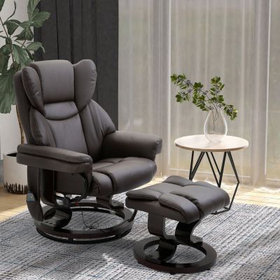 Massage Recliner Chair with Ottoman, 360 Swivel Recliner and Footstool
