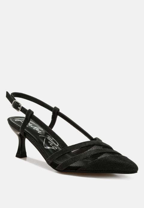 Женские сандалии London Rag Daldra Kitten Heel Slingback, цвет: Чёрный