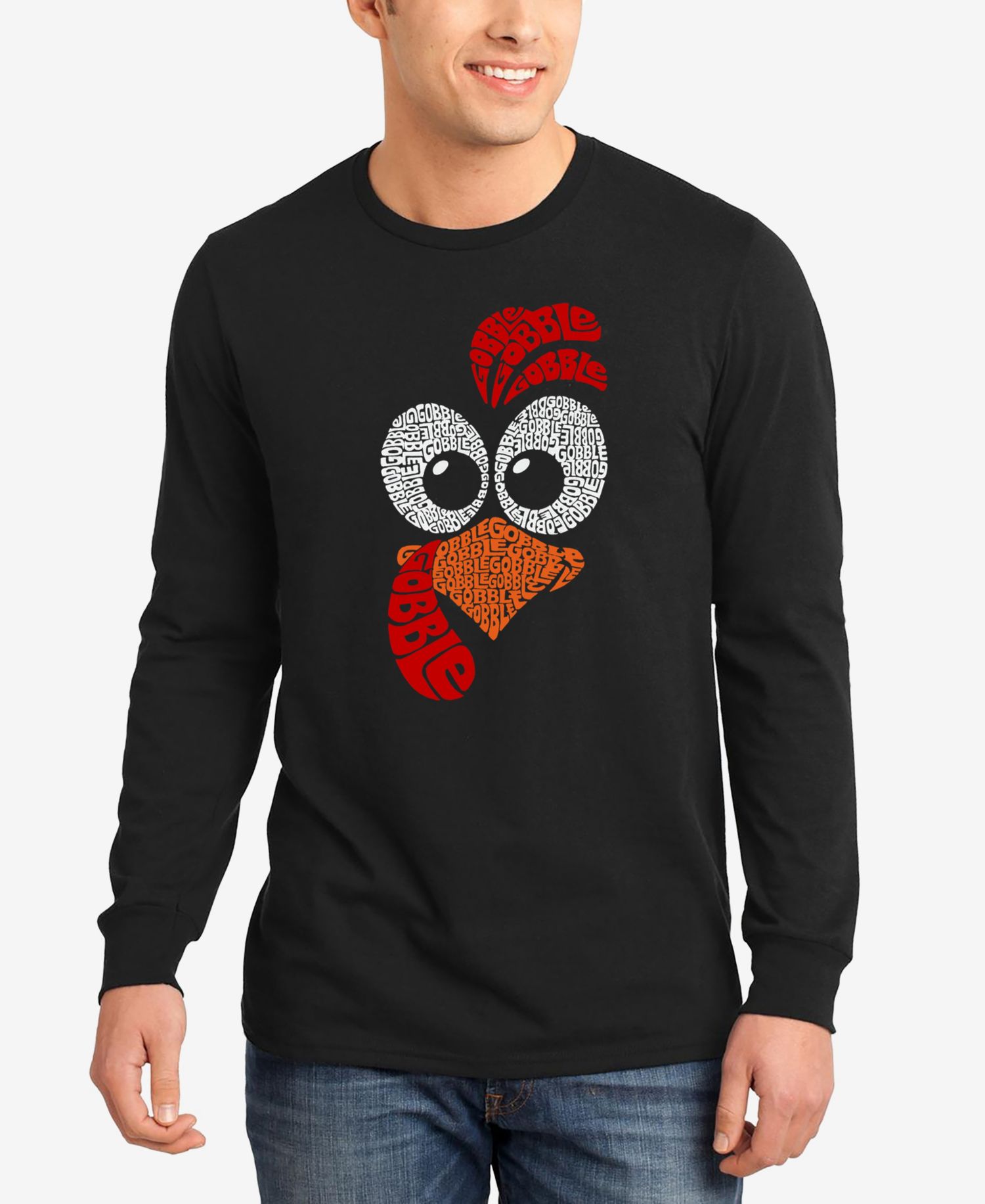 Men's Turkey Face Word Art Long Sleeve T-Shirt