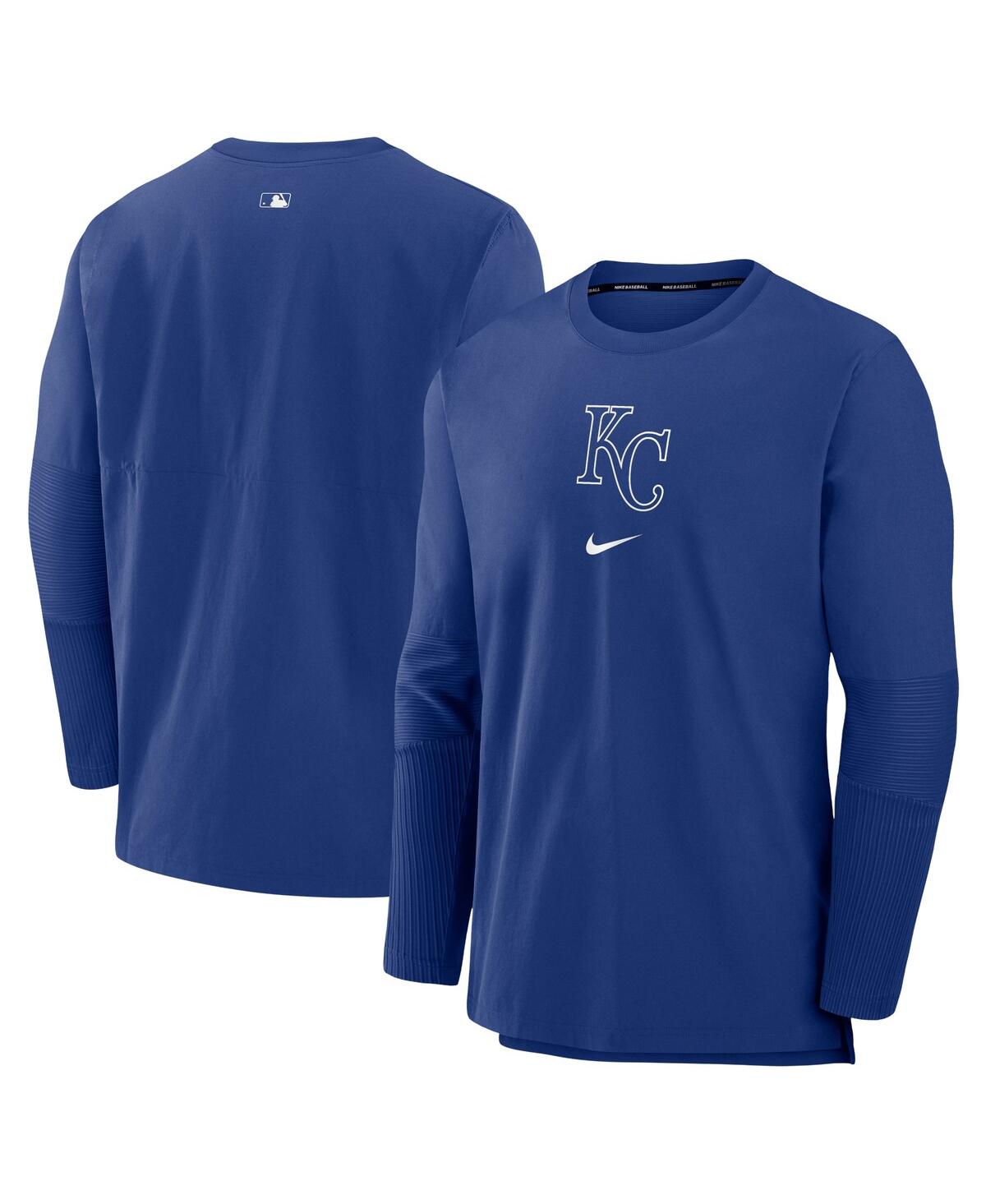 NIKE MEN'S ROYAL KANSAS CITY ROYALS AUTHENTIC COLLECTION PLAYER PERFORMANCE PULLOVER SWEATSHIRT 