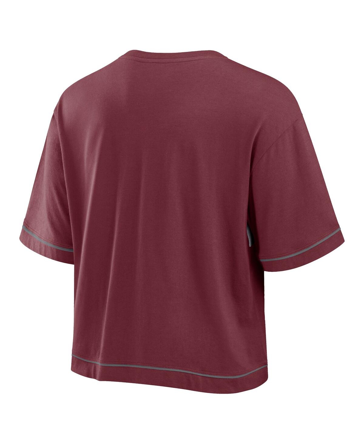Fanatics Women's Maroon Texas A&m Aggies Home Team Bold Fashion Modest V-neck Cropped T-shirt In Maroon,white