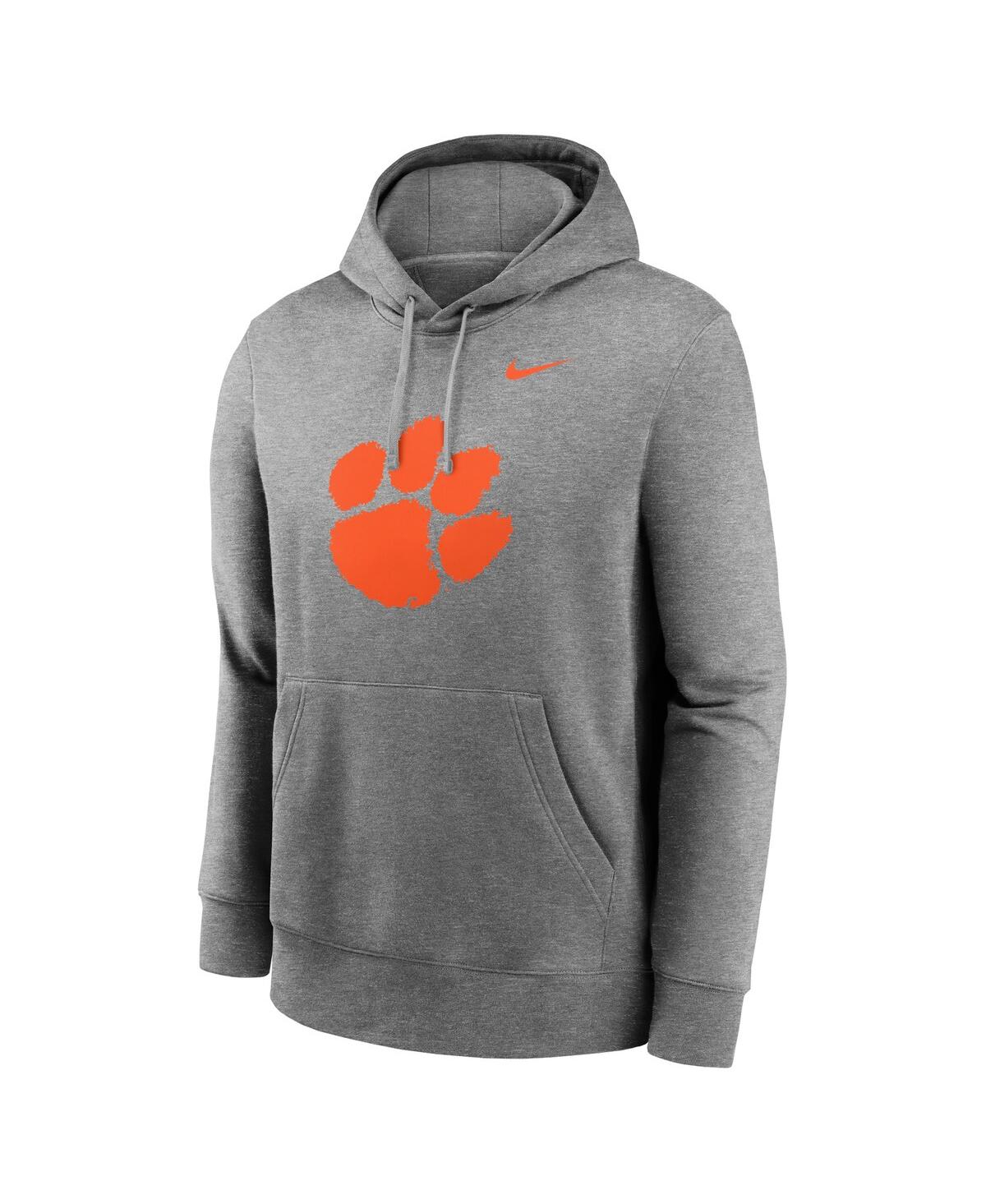 Nike Men'sClemson Tigers Primetime Evergreen Club Fleece Pullover Hoodie - Heather Gray