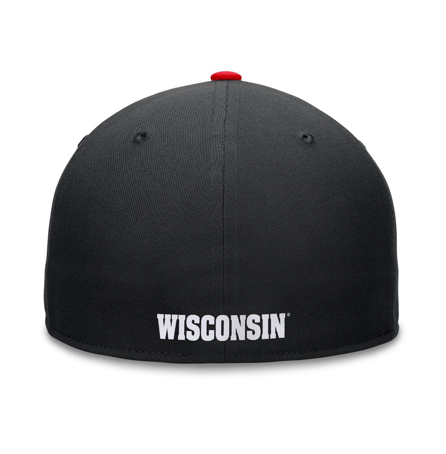 Мужская кепка Top of the World Black/Red Wisconsin Badgers Rally Two-Tone Fitted Hat — фото 3
