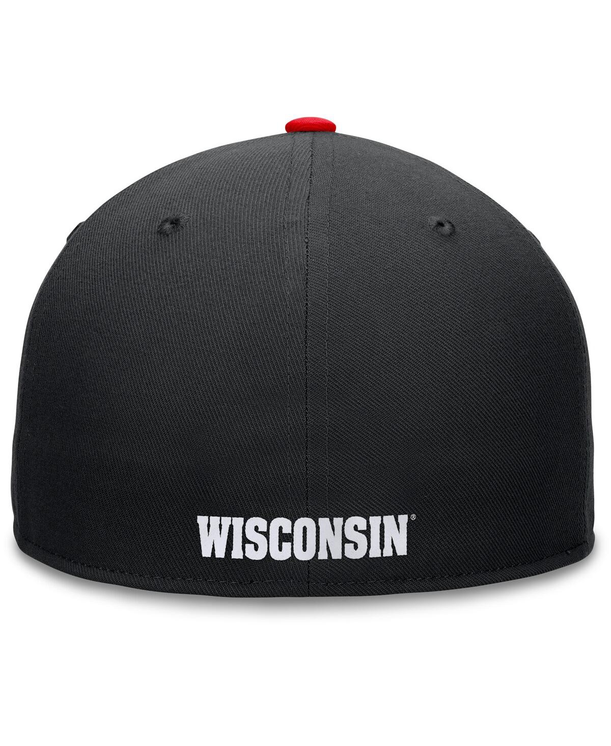 Top Of The World Men's Black/red Wisconsin Badgers Rally Two-tone Fitted Hat In Black,red
