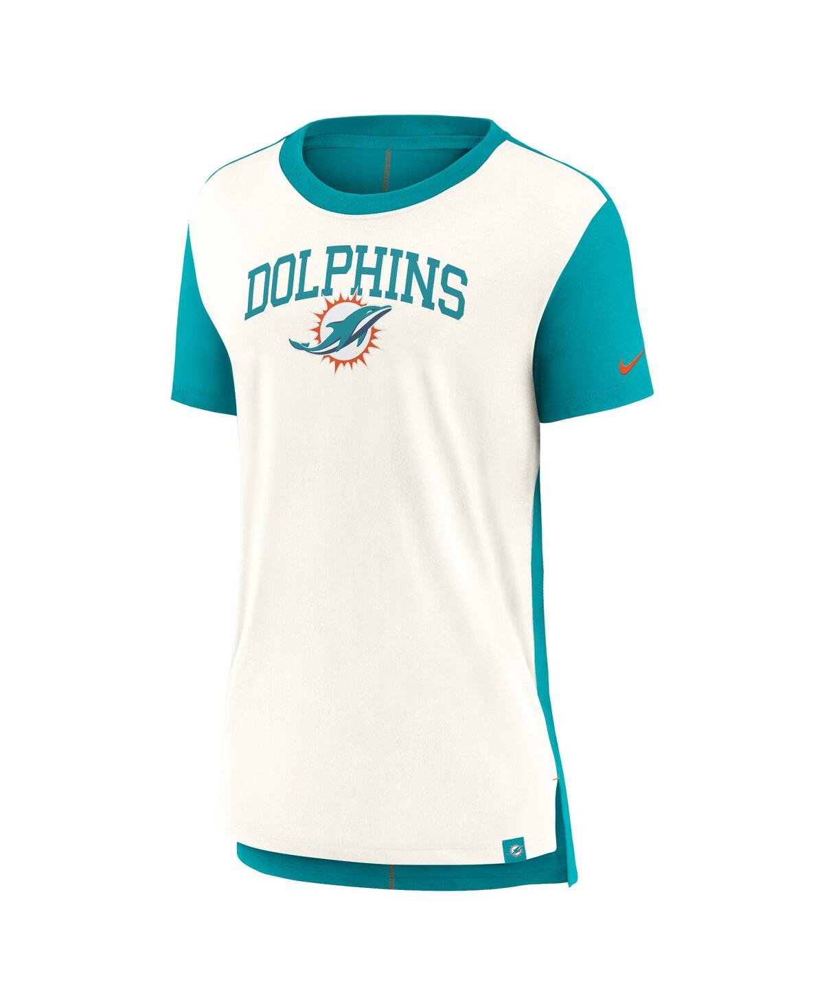 Nike Women'sAqua Miami Dolphins Wordmark Tri-Blend T-Shirt - Cream, Aqua