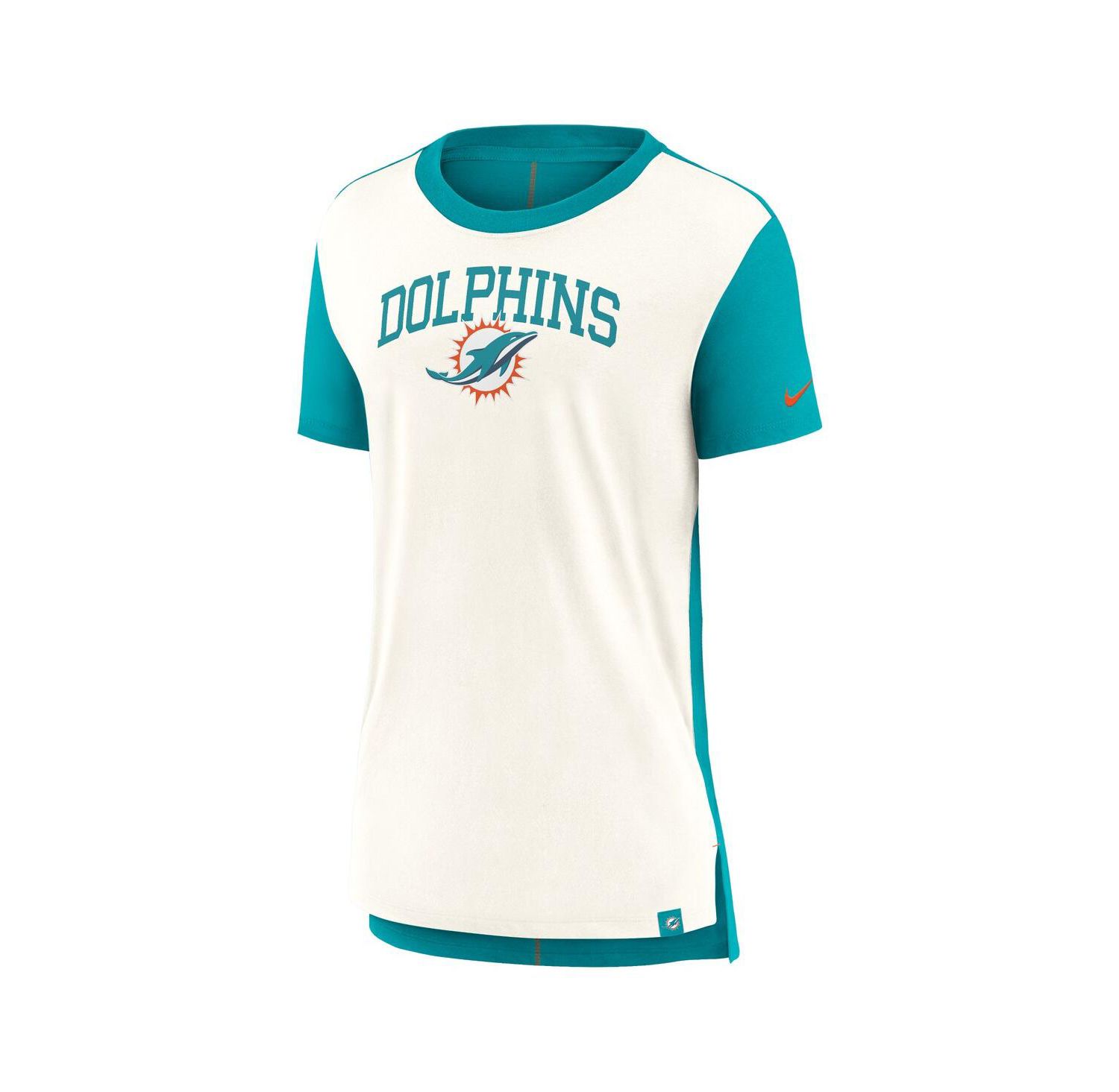 Women's Cream/Aqua Miami Dolphins Wordmark Tri-Blend T-Shirt