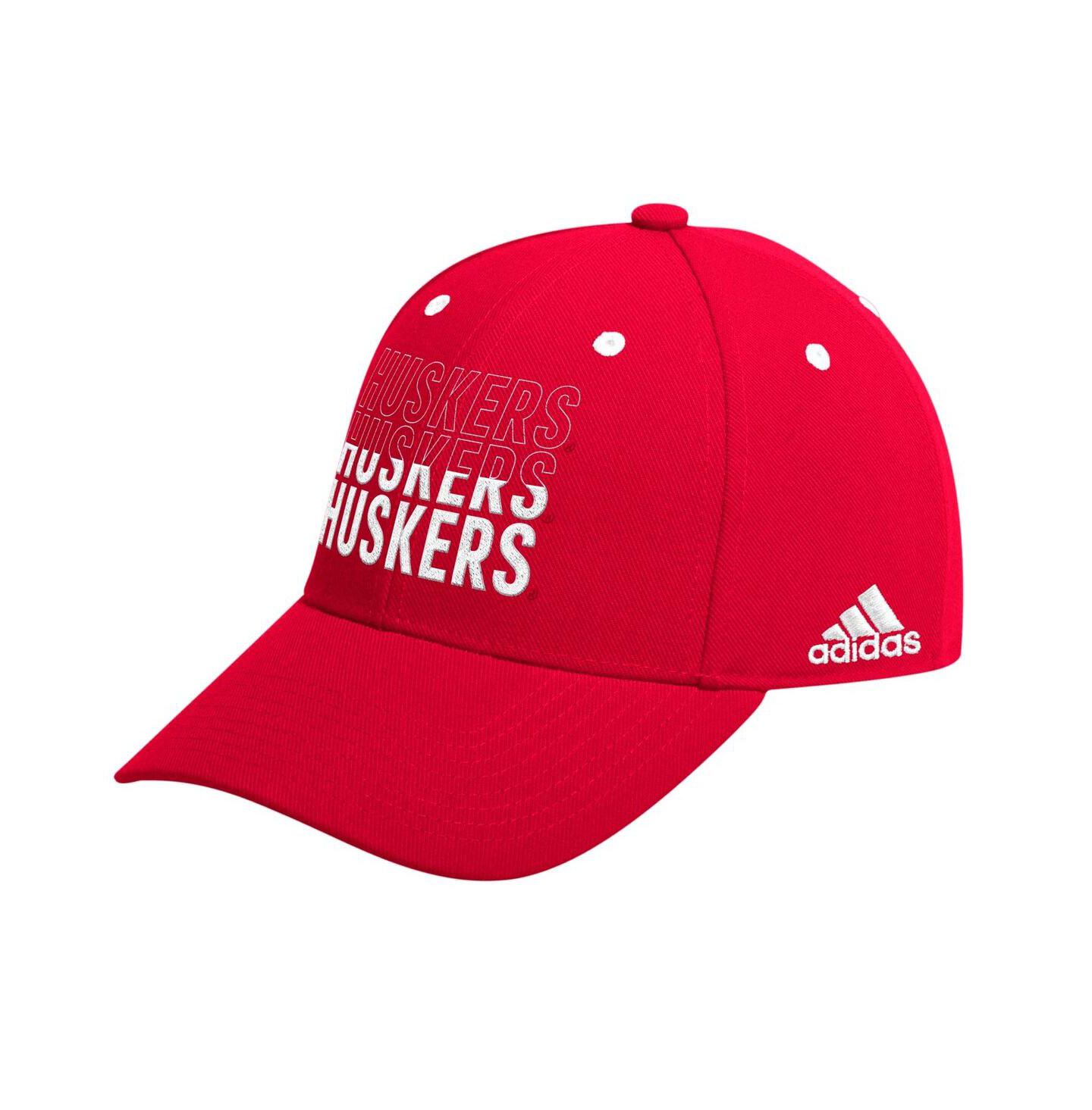 Мужская кепка adidas Scarlet Nebraska Huskers Seasonal Half Font Adjustable Hat — фото 1