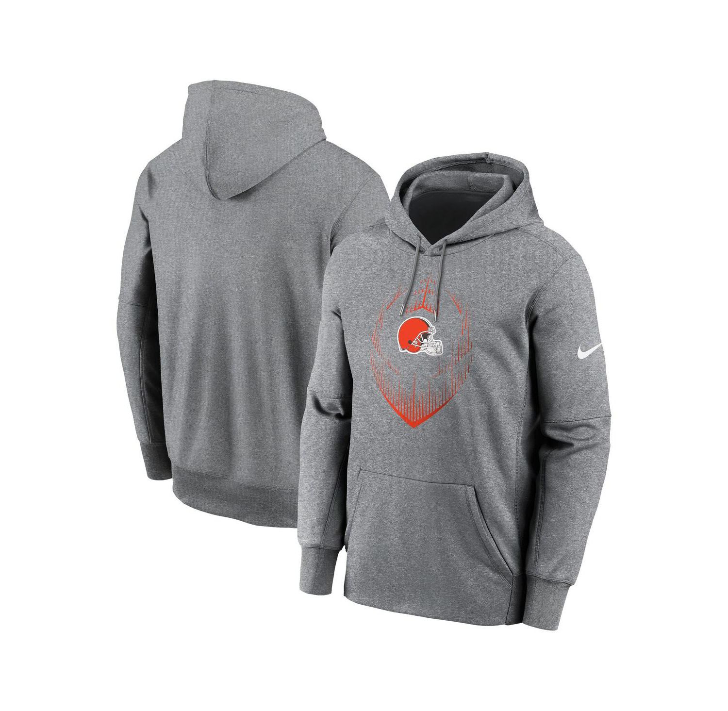 Men's Heather Gray Cleveland Browns Icon Performance Pullover Hoodie