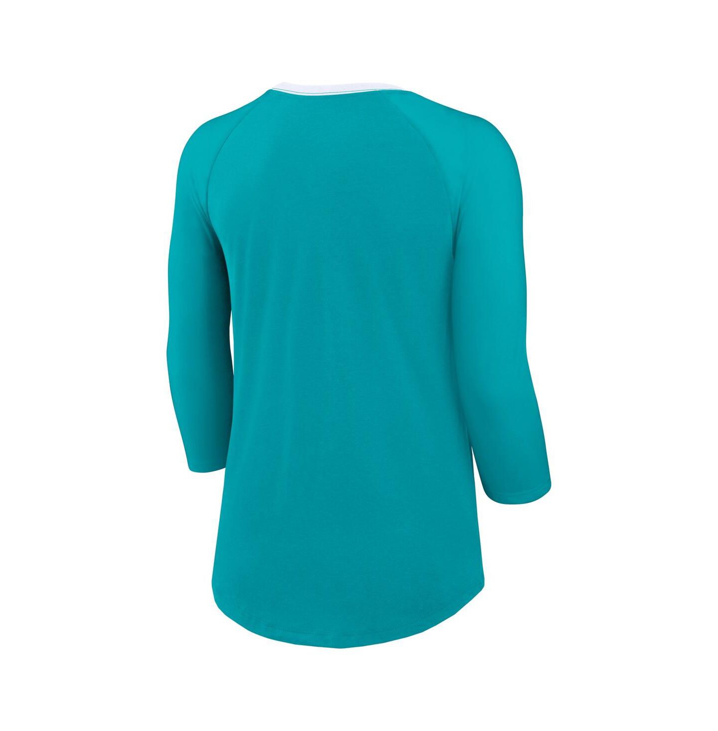 Женская футболка Nike Aqua Miami Dolphins Raglan 3/4 Sleeve — фото 2