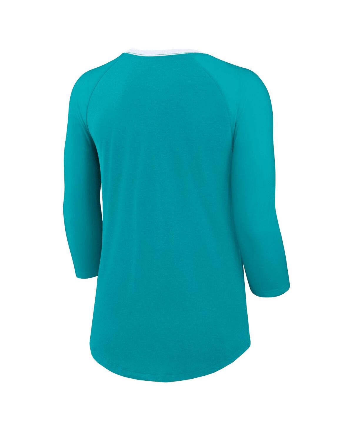 Nike Women's Aqua Miami Dolphins Raglan 3/4 Sleeve T-shirt In Aqua