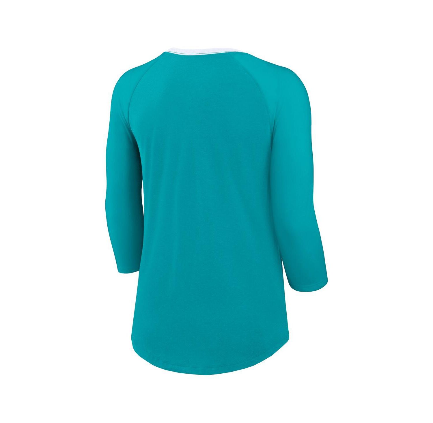 Women's Aqua Miami Dolphins Raglan 3/4 Sleeve T-Shirt