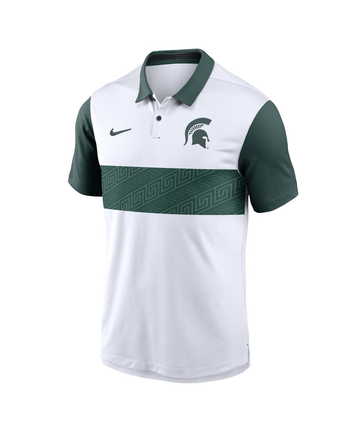 Nike Men's White Michigan State Spartans Primetime Campus Vapor Performance Polo In White,green