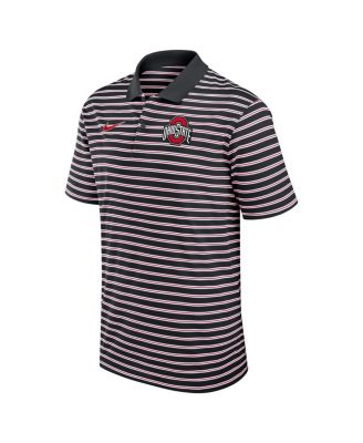 Men's Black/White Ohio State Buckeyes Primetime Victory Striped Performance Polo