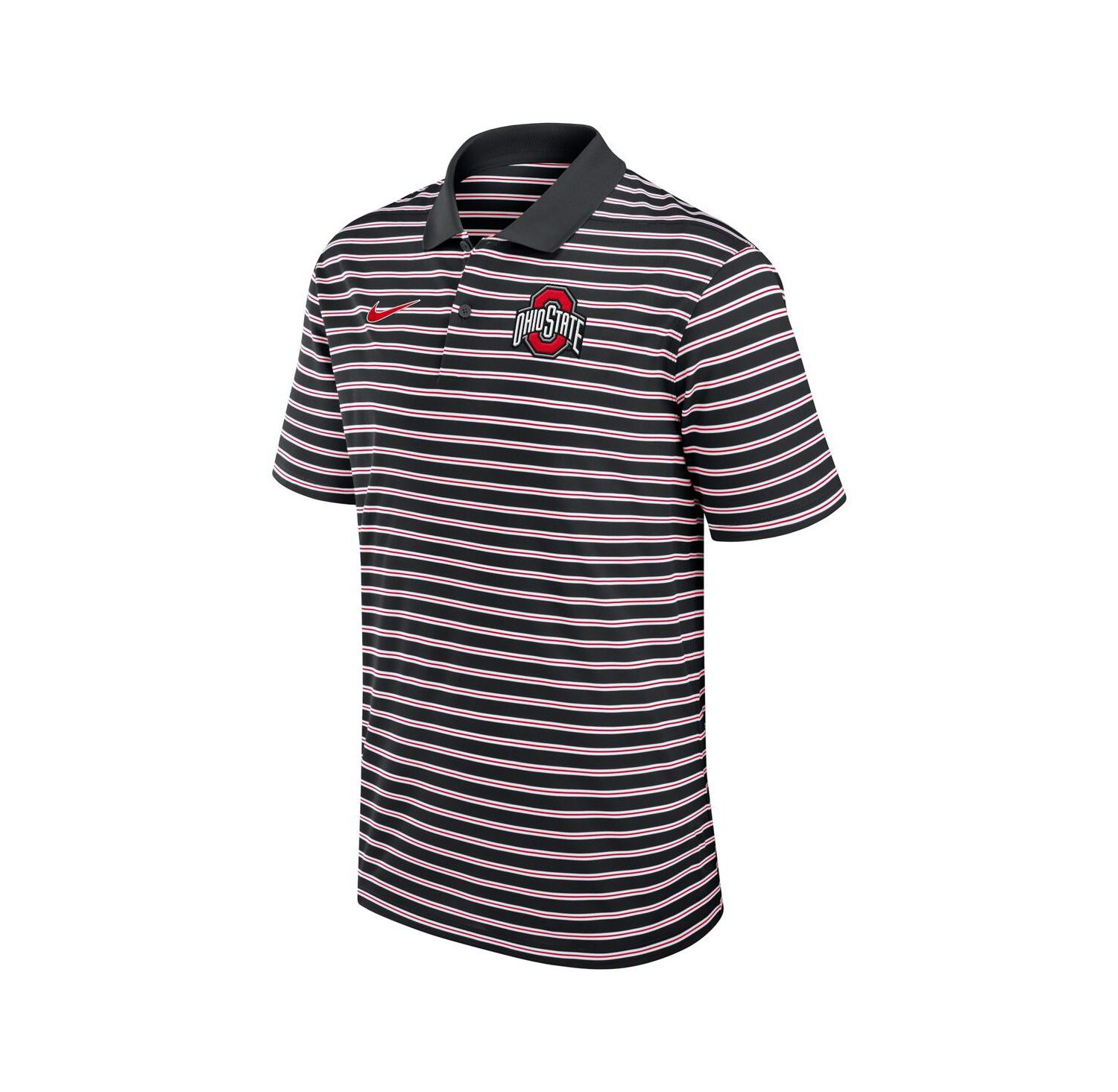 Men's Black/White Ohio State Buckeyes Primetime Victory Striped Performance Polo