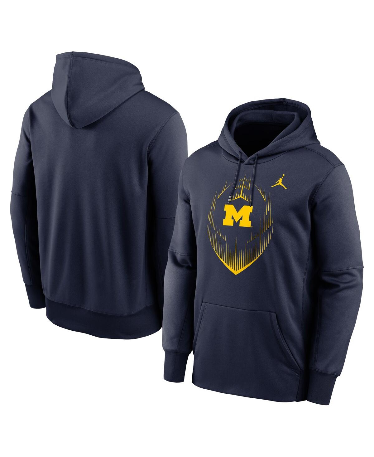 Jordan Men s Navy Michigan Wolverines Football Icon Performance Fleece Pullover Hoodie Navy Smart Closet