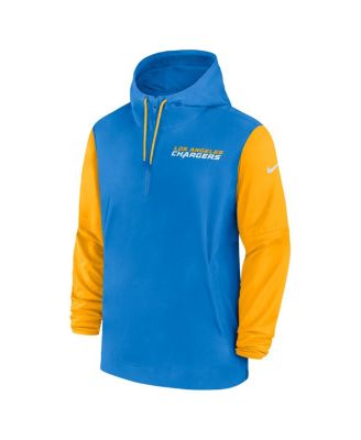 Men's Powder Blue/Gold Los Angeles Chargers 2024/25 Sideline Pre-Game Player 1/2-Zip Hoodie Jacket