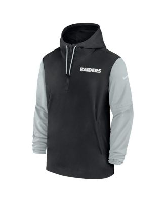 Men's Black/Silver Las Vegas Raiders 2024/25 Sideline Pre-Game Player 1/2-Zip Hoodie Jacket