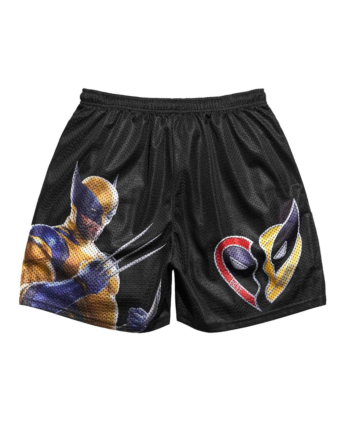 CHALK LINE MEN'S BLACK DEADPOOL WOLVERINE BEST FRIENDS RETRO SHORTS 