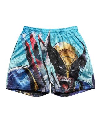 Men's Light Blue Deadpool Wolverine Claws Retro Shorts