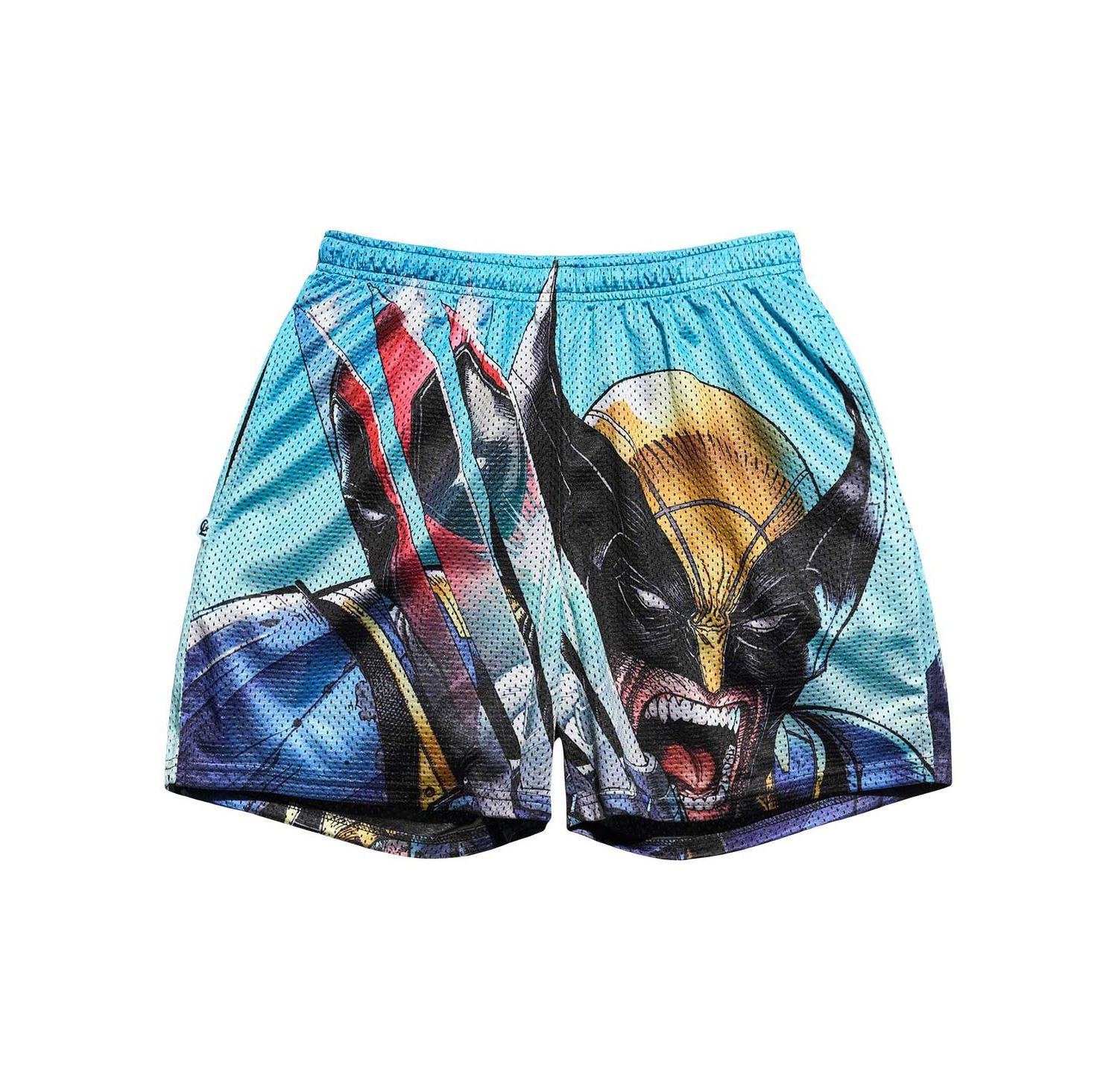Men's Light Blue Deadpool Wolverine Claws Retro Shorts