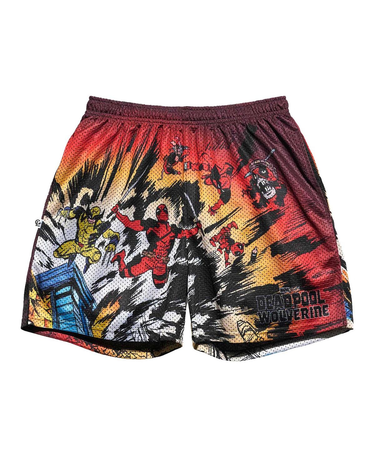 CHALK LINE MEN'S RED DEADPOOL WOLVERINE EXPLOSION RETRO SHORTS 