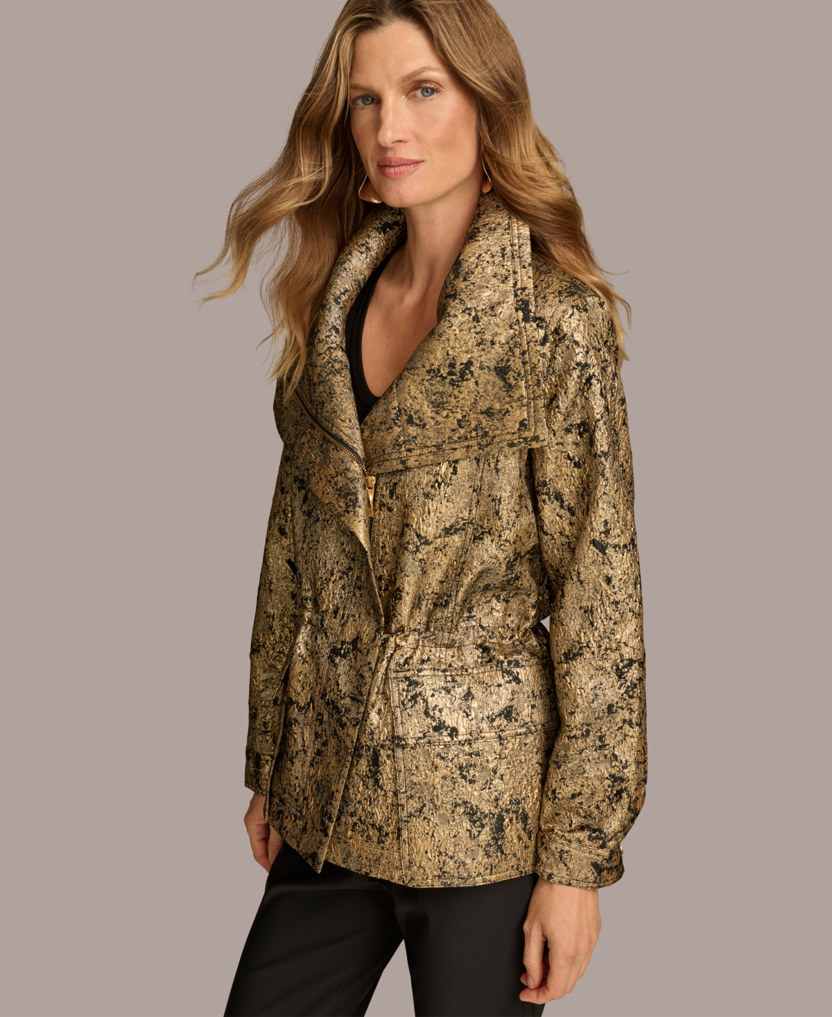 Donna Karan New York Women's Metallic Jacquard Jacket -gld Co