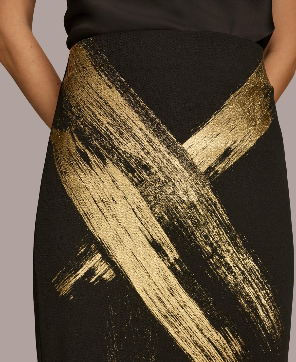 Donna Karan New York Women's Metallic-Print Skirt -Gold Multi