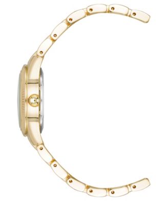 Women's Quartz Casual Coin Edge Gold-Tone Alloy Metal Watch, 26mm