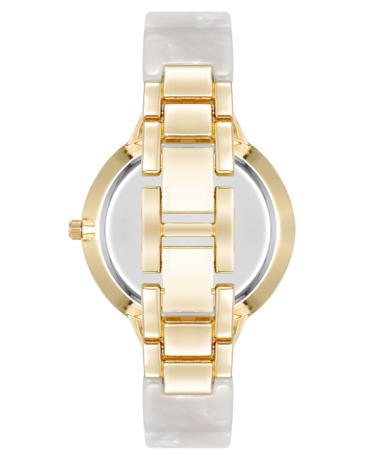 Anne Klein Women's Quartz BoyfriendAcetate and Gold-Tone Metal Alloy Bangle Watch, 35.5mm - White/Gold-Tone