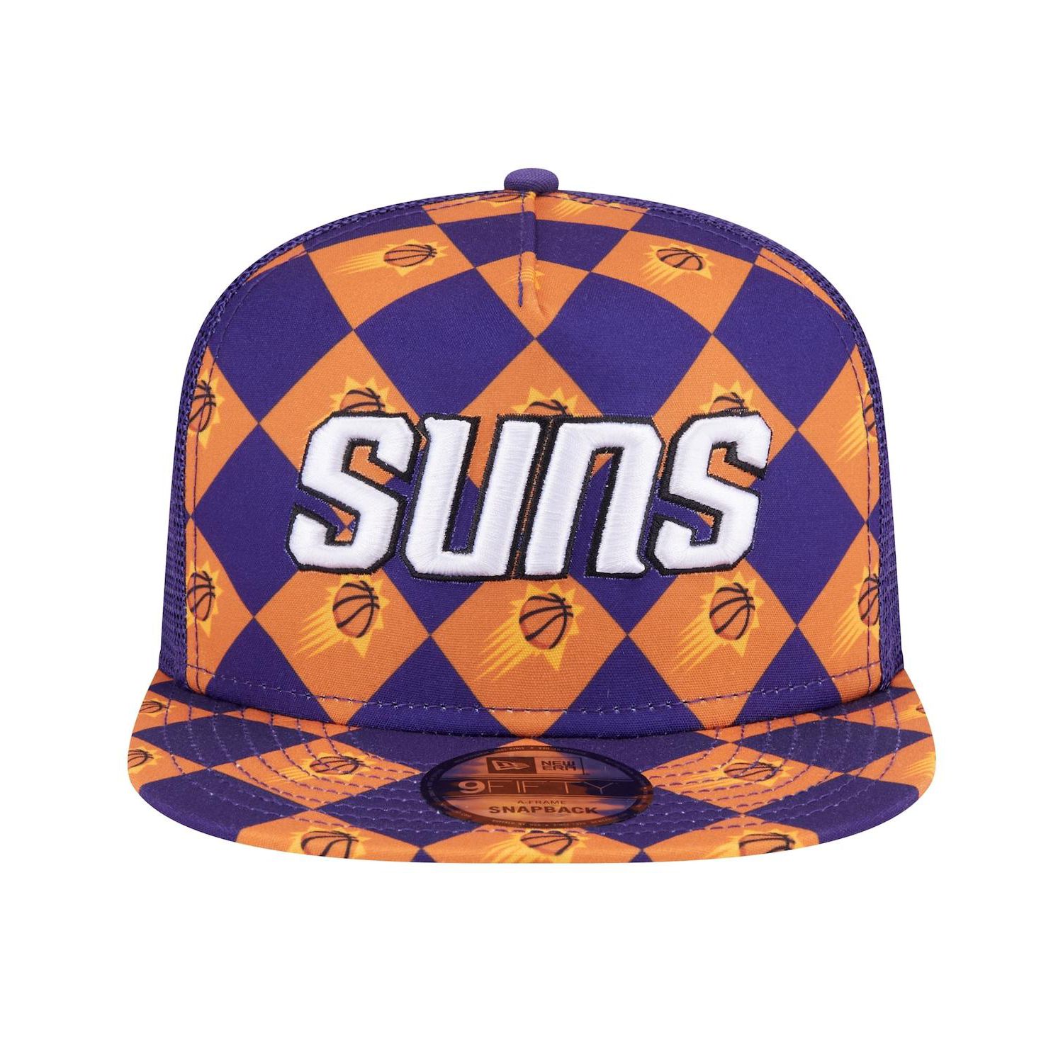 Men's Purple Phoenix Suns Seeing Diamonds A-Frame Trucker 9FIFTY Snapback Hat