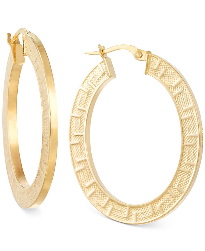 gold greek key hoop earrings